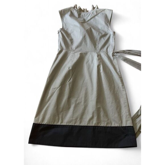 Ann Taylor Loft Women’s Size 0 Gray Dress Ruffled Sleeveless Belted Two Pockets - Picture 2 of 8